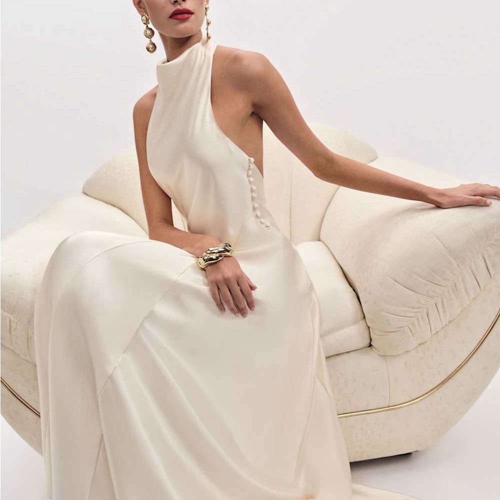 Reformation Ivory Halter Wedding Dress
